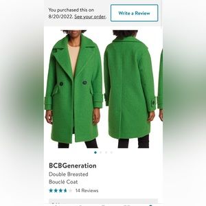 BCBGeneration Green Double Breasted Boucle Coat XL